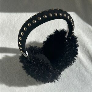 Anthropologie Black & Gold Furry Earmuffs